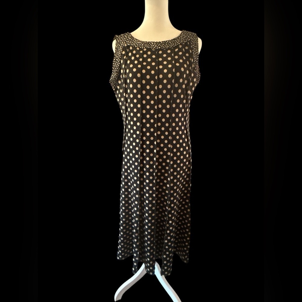Perceptions Black and White Polka Dot Midi Dress